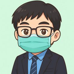 戴口罩的鄭又齊醫師插畫